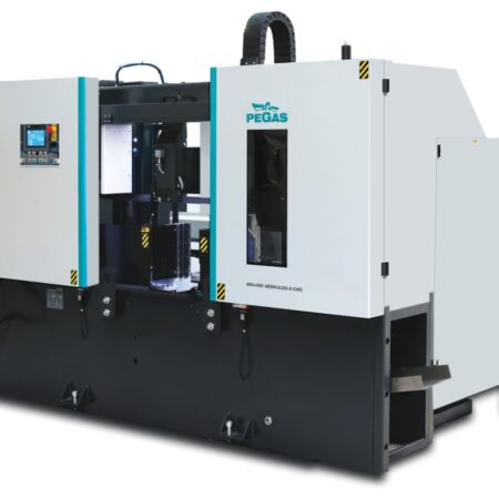 Двухстоечный автоматический ленточнопильный станок Pegas 400×400 HERKULES X-CNC
